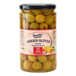 GARDEN GOOD zelene masline sa paprikom 700g slide slika