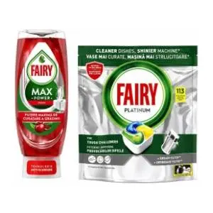 Tablete FAIRY Platinum 113kom + Max power deterdžent 545ml slide slika