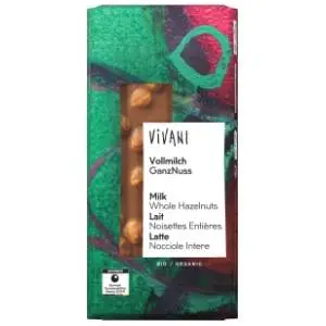 VIVANI mlečna čokolada celi lešnici 100g slide slika