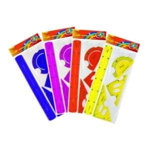Geometrijski set lenjira OPTIMUM Memoris flexy mix boja 4kom slide slika