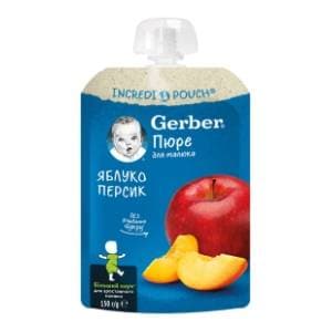 GERBER voćni pire jabuka i breskva 150g slide slika
