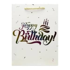 Ukrasna kesa M OPTIMUM Happy birthday hologram 1kom slide slika