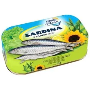 Sardina AZZURRO MARE u salamuri i biljnom ulju 125g slide slika
