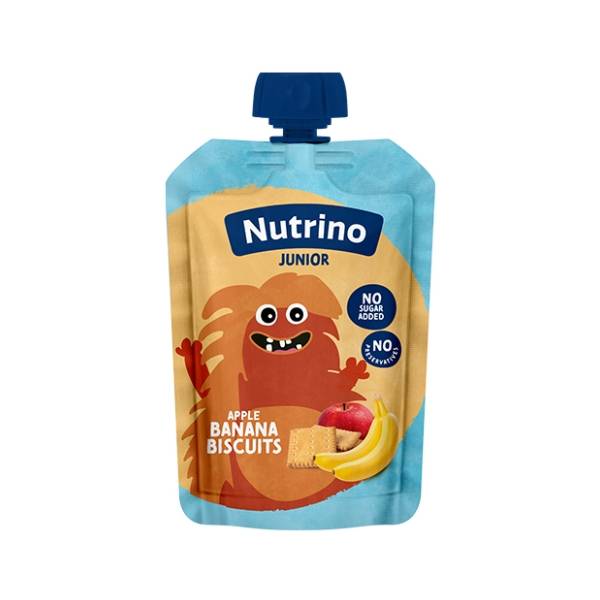 NUTRINO Junior voćni pire jabuka i banana sa keksom 100g